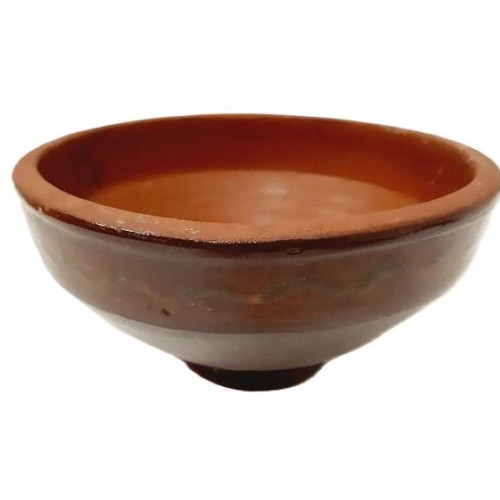 Vintage glazed ceramic bowl like new, round, brown