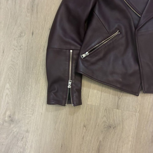 Boss burgundy purple biker leather jacket, size XS/S