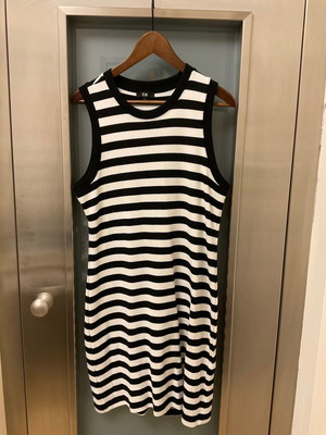C&A Sleeveless Black and White Striped Dress New, Size L