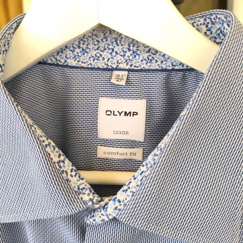Olymp 4XL 100% Cotton Shirt Like New, Light Blue