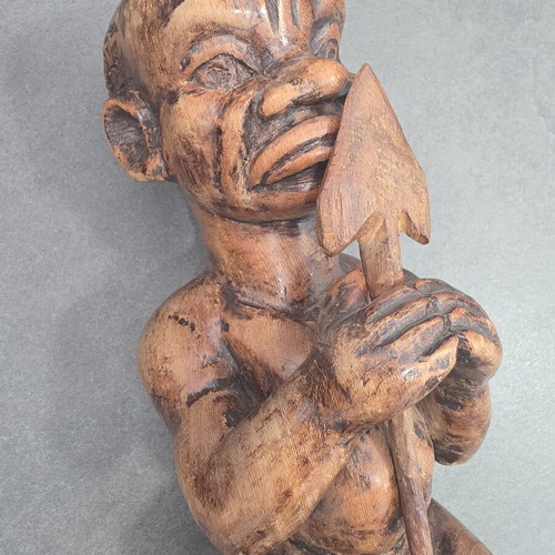 Vintage African wooden warrior sculpture, 27 cm, solid wood