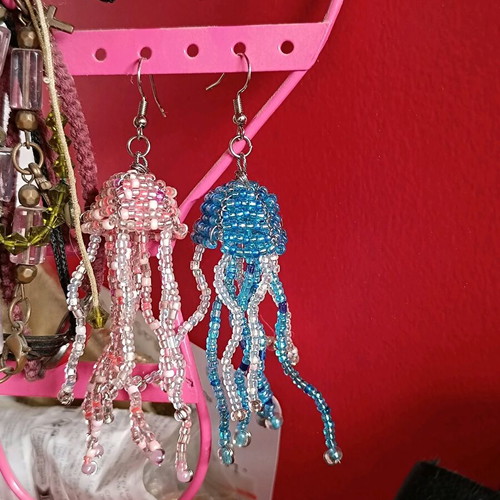 Handmade beaded jellyfish earrings made to order multicolor