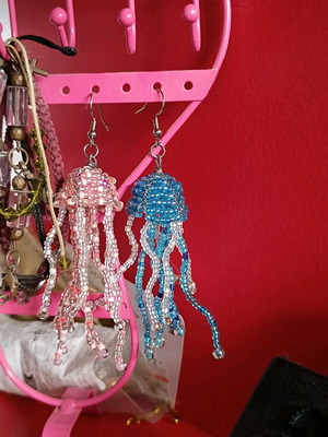 Handmade beaded jellyfish earrings made to order multicolor