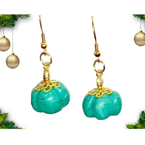 Handmade pumpkin earrings new, polymer clay and steel