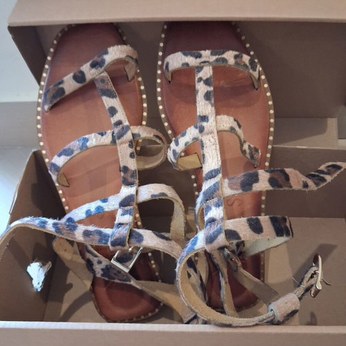 Pony Leopard Gladiator Sandals new, leather, size 38