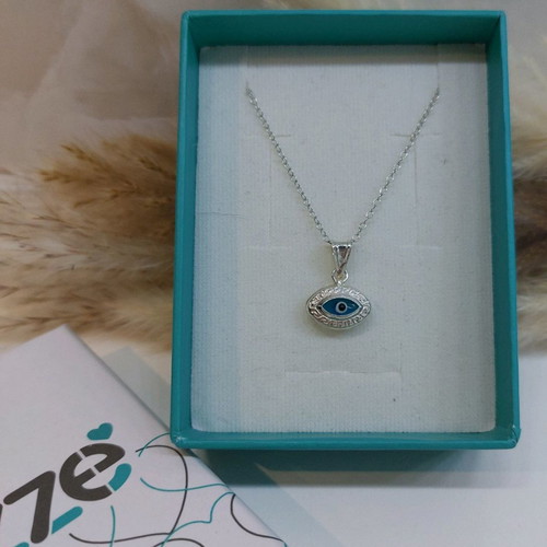 Silver necklace with evil eye new