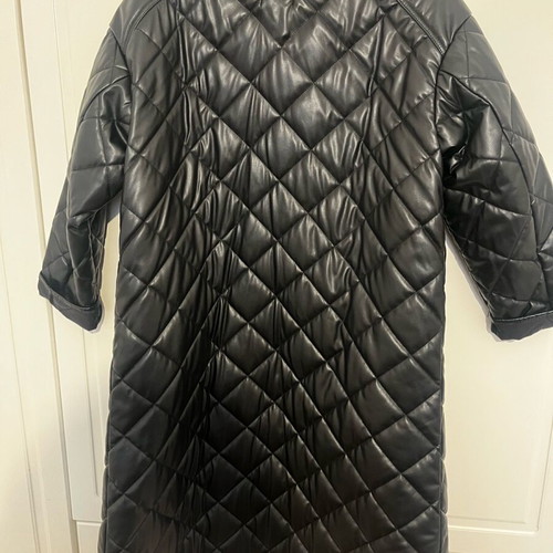 Black Quilted Faux Leather Zara Coat like new, black, size S