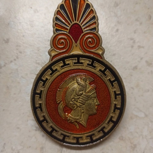 Metal paper clip like new with Parthenon and warrior head design