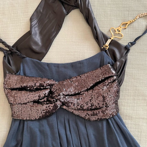 Rosso di Sera top like new, blue with black and gold details