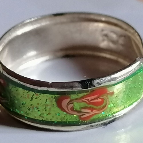 925 Silver Green Foot Ring with Pink, new
