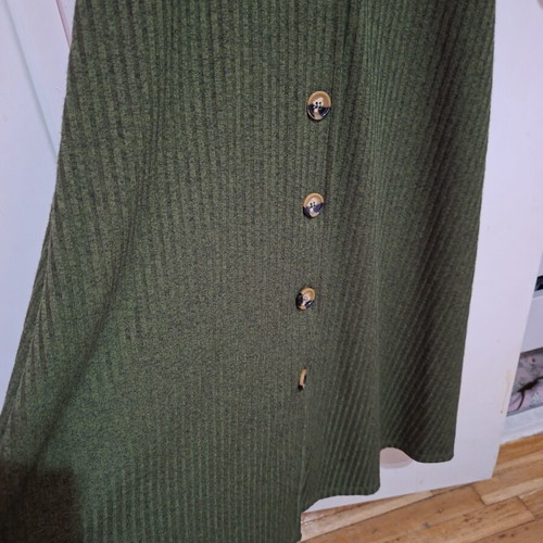Stradivarius Midi Ribbed Sleeveless Dress green, like new, size S