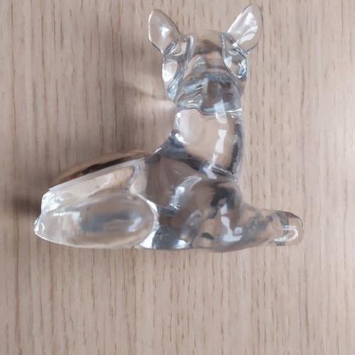 Glass dog figurine with silver detail like new
