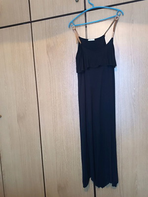 Black long strap dress like new with leather straps