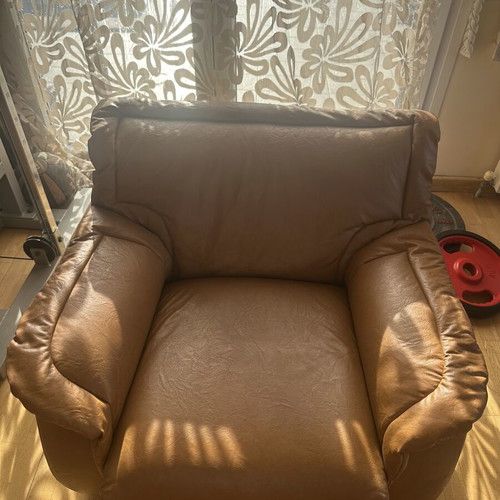 Leather sofa set, three-piece, genuine leather