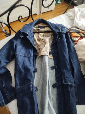 Παλτό Burberry τζην σαν καινούργιο, unisex, μέγεθος S και M, μπλε