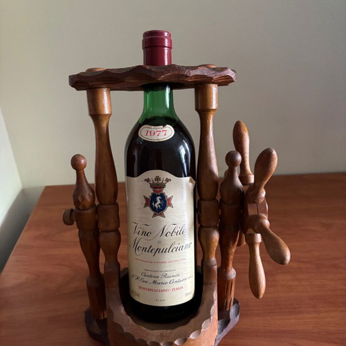 Wooden wine bottle holder vintage used