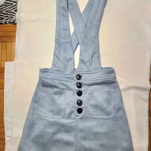 Skirt with straps used, suede fabric Pink Woman