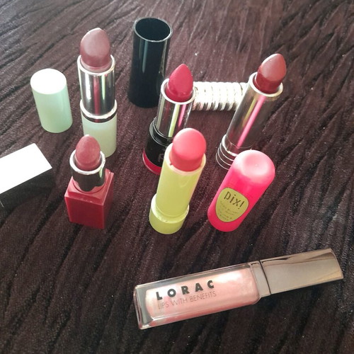 Lipsticks used, pack of 6 with Clinique, Pixi, Liposan