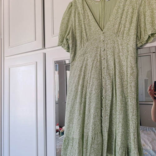 Mini floral dress like new, size M, white and green