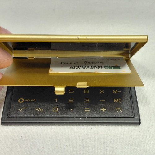 Agricultural Bank metal collectible case with calculator, used
