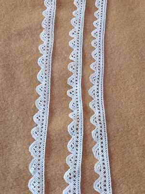 Vintage handmade lace trims set of 3, 85 cm, used