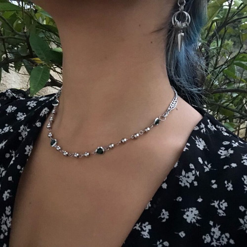Fairy Y2k Boho Alternative Gothic Grunge Necklace new, green and silver