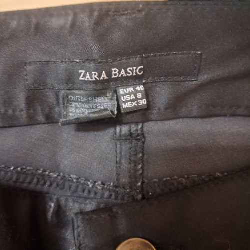 Zara black fabric pants satin sheen finish like new, size L