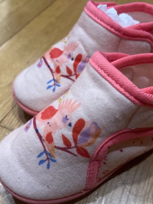 Dpam baby slippers size 21 like new with parrots