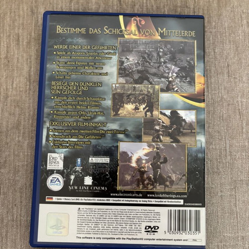 The Lord of the Rings Two Towers PlayStation 2 game used, complete