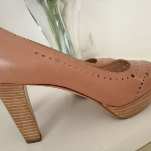 Fratelli Rossetti peep toe pumps used, beige size 38.5