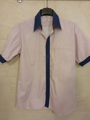 Ben Sherman vintage short sleeve shirt size L used, pink and blue