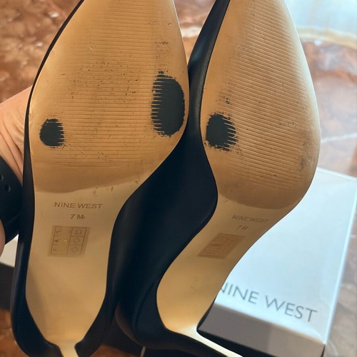 Nine West black leather heels used, size 37