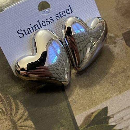 Heart Earrings new, stainless steel with mirror finish
