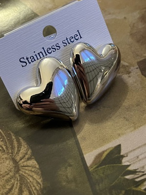 Heart Earrings new, stainless steel with mirror finish
