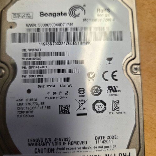 Seagate 500GB SATA disk like new