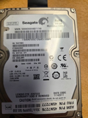 Seagate 500GB SATA disk like new