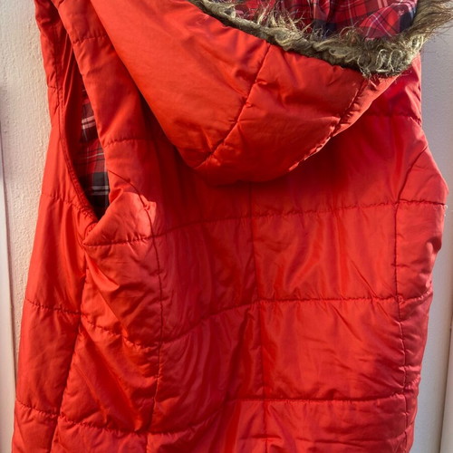 Puffer jacket used, red, size L