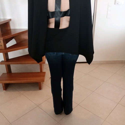 Black long asymmetric blouse like new