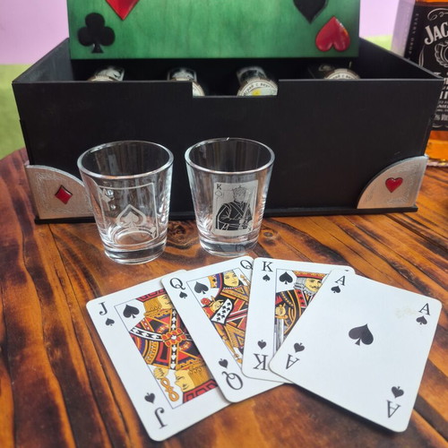 Poker box with shot glasses new