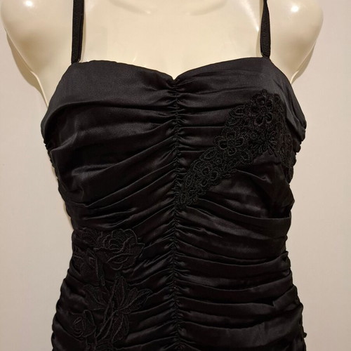 Vintage Dolce & Gabbana Black Silk Ruched Mini Dress IT42 like new