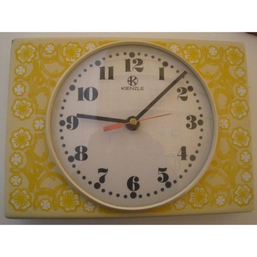 Kienzle wall clock used, bone material, analog