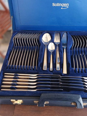 Solingen Cutlery Set 72 Pieces 23-24 Karat Gold Plated New