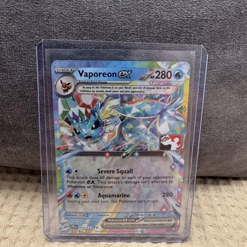 Vaporeon ex Stamped Prize Pack Series Seven 7 Prismatic Evolutions Pokemon TCG new