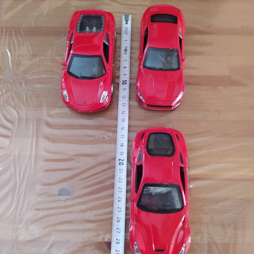Iron toy cars used, pack of 3, with opening doors, 12-13 cm