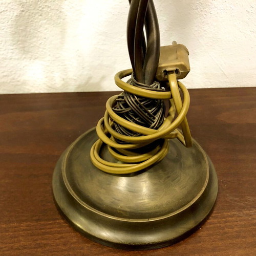 Two-light bronze lamp with blown glass like new