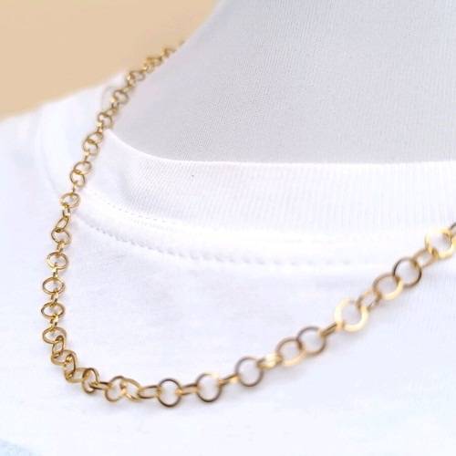 Gold plated stainless steel chain necklace with circles new