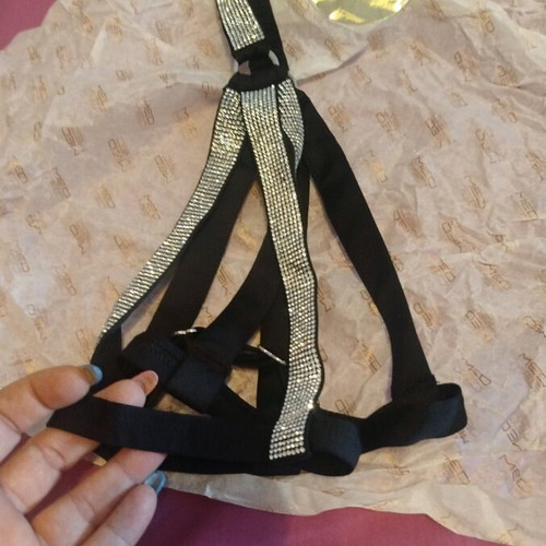 Med bra new with rhinestones, size 80B, black and silver