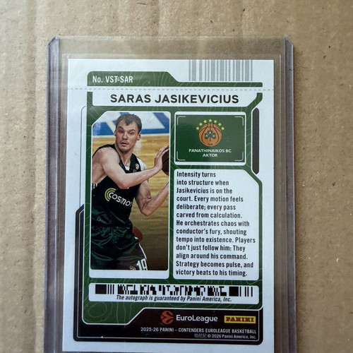 Panini EuroLeague Contenders Saras Jasikevicius autograph card like new