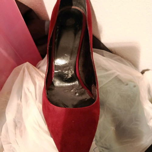 Suede pumps used, burgundy color, size 36, thin heel 8 cm