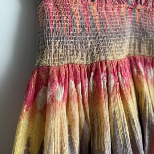 Free People Boho Halter Dress Size S with Gold Lurex in Excellent Condition